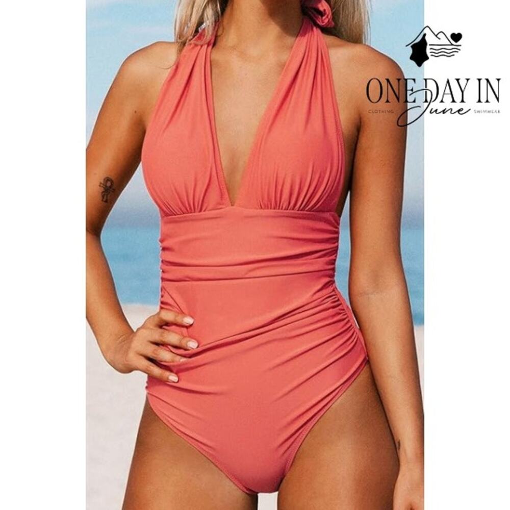 Cupshe Halter Tummy Control One Piece Swimsuit Size XXL